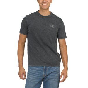 CALVIN KLEIN Black Short Sleeve Acid Wash Monogram Graphic Tee